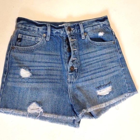 KanCan Pants - Kan Can Distressed Bootie Shorts for women size small kancan size 26